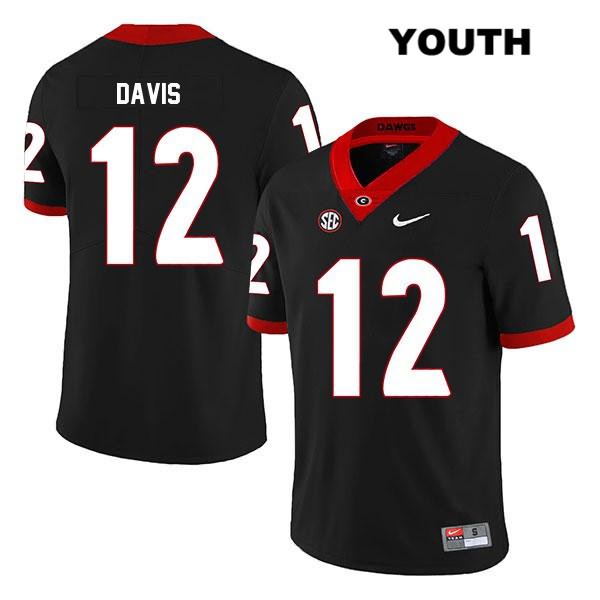 Georgia Bulldogs Youth Rian Davis #12 NCAA Legend Authentic Black Nike Stitched College Football Jersey NTM1656LD